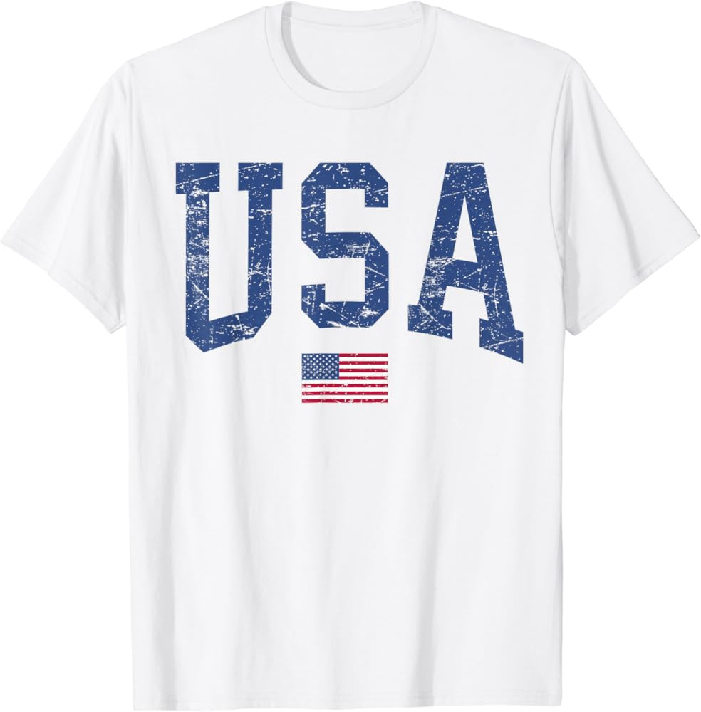 USA Shirt Women Men Kids Patriotic American Flag Distressed T-Shirt | Amazon (US)