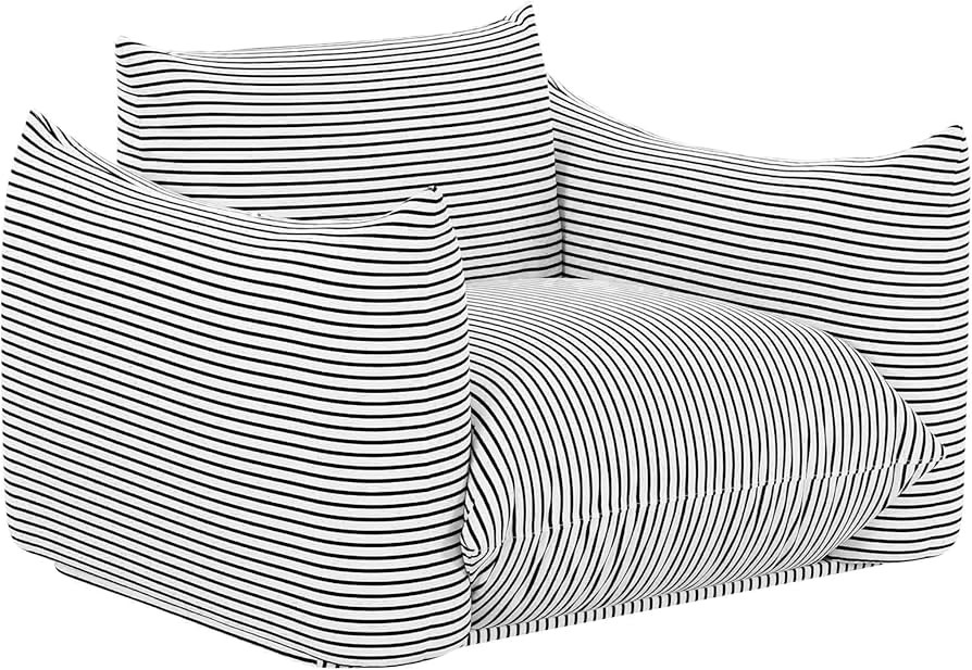 Tov Furniture Saint Tropez Pearl and Black Striped Stuffed Outdoor Armchair | Amazon (US)