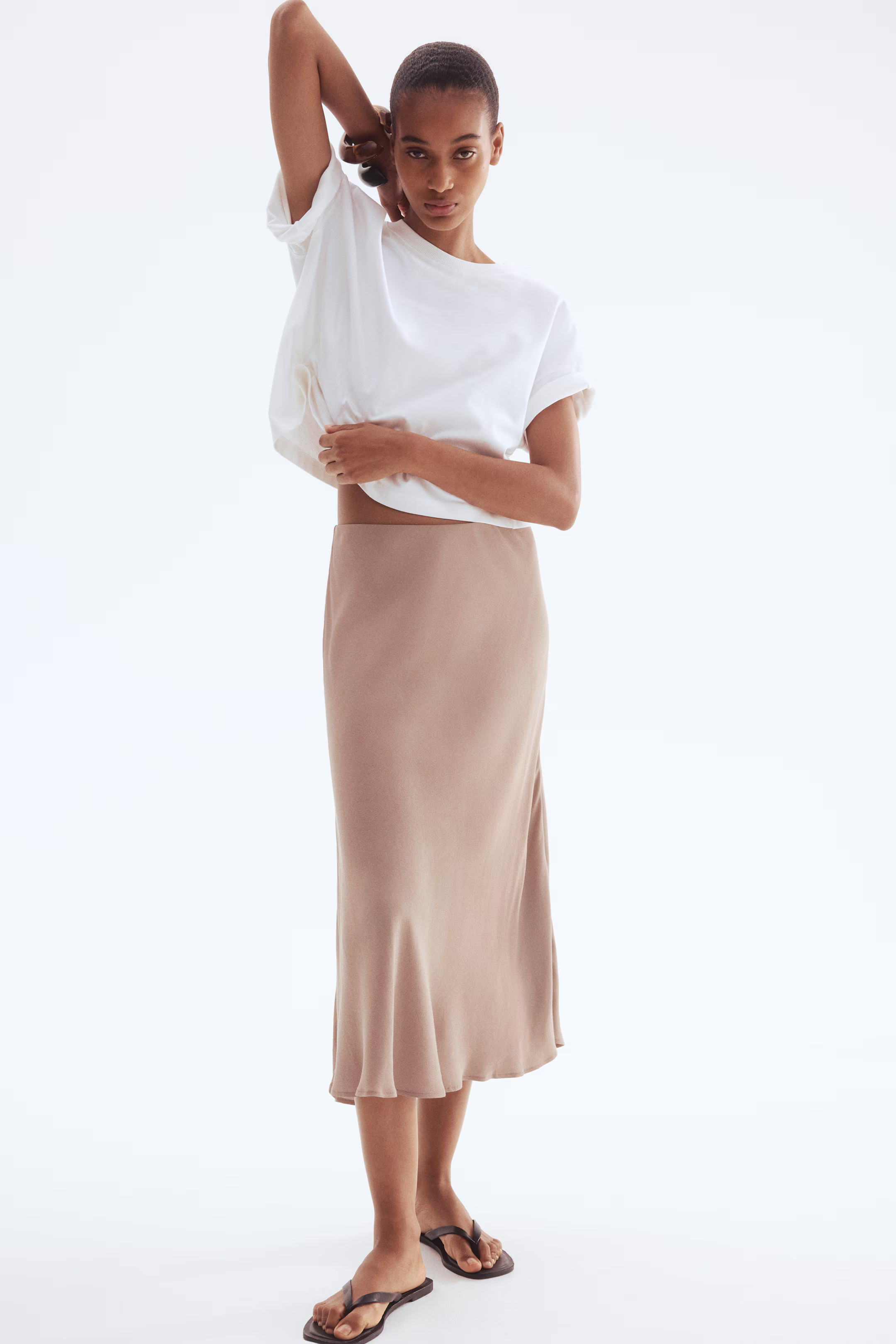 Flared Slip Skirt - Beige - Ladies | H&M US | H&M (US + CA)