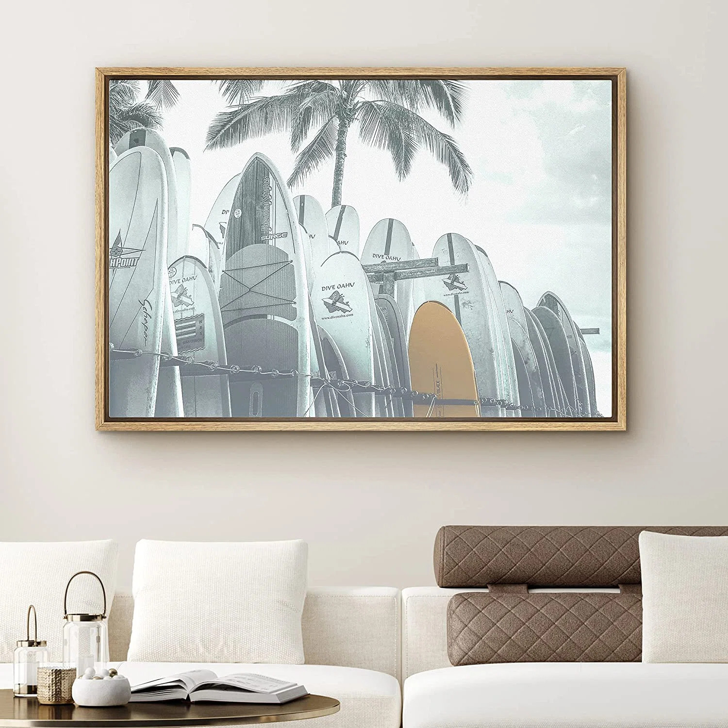 SIGNLEADER Washed Out Green Photograph Surfboard Tropical Palm Tree Pictures Wall Art Framed On C... | Wayfair North America