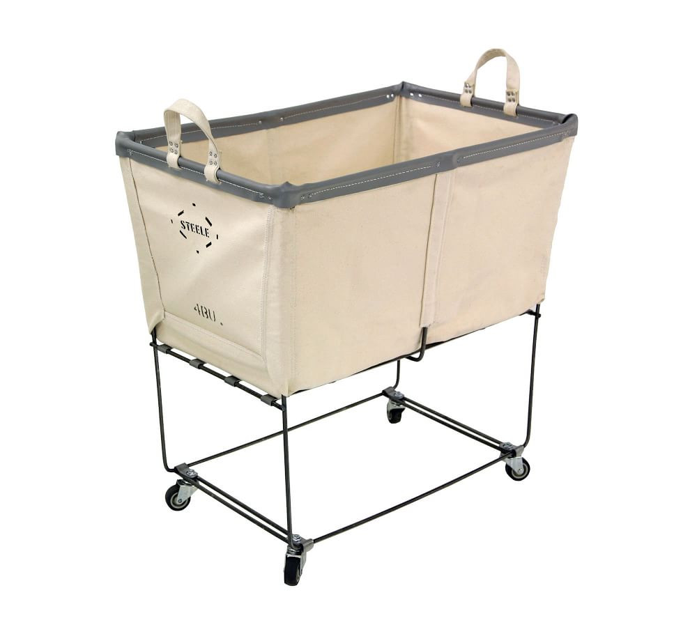 Medium Elevated Rolling Canvas Basket without Lid | Pottery Barn (US)