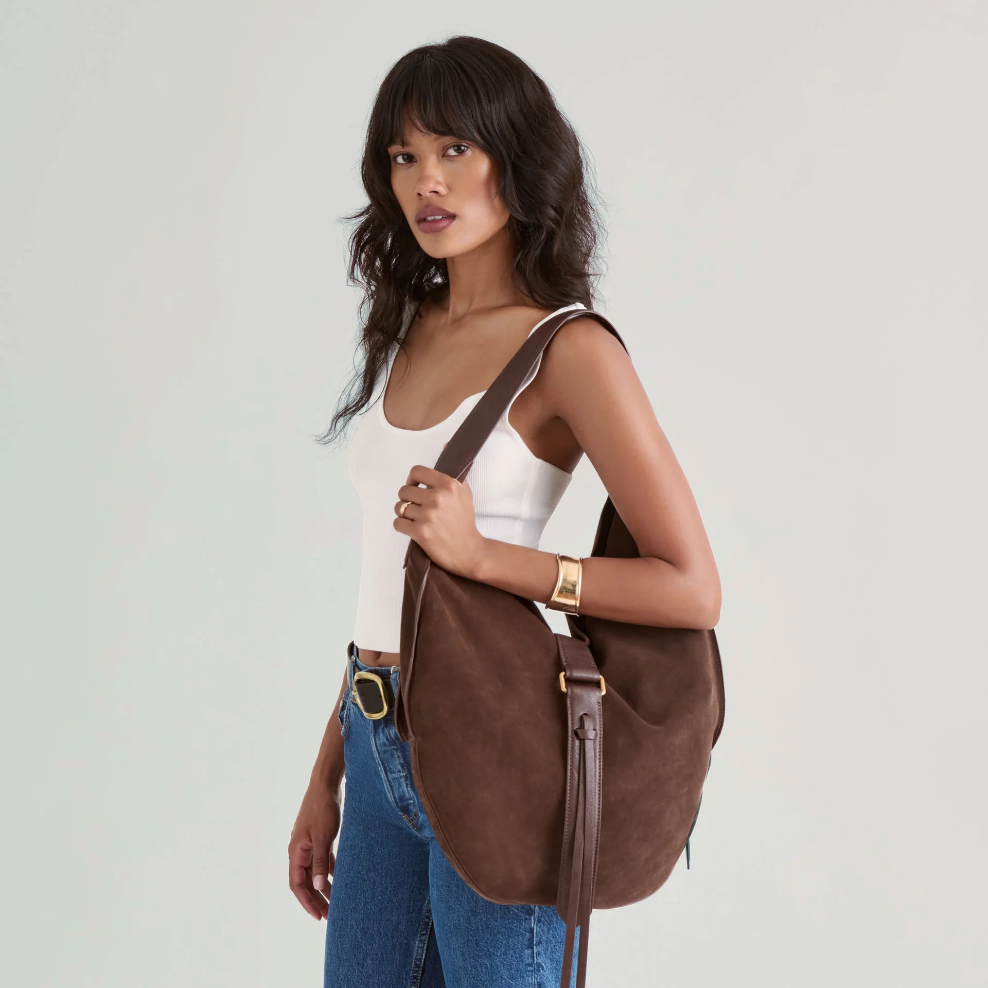 Oakley Chocolate Suede Tote | Dolce Vita | DolceVita.com