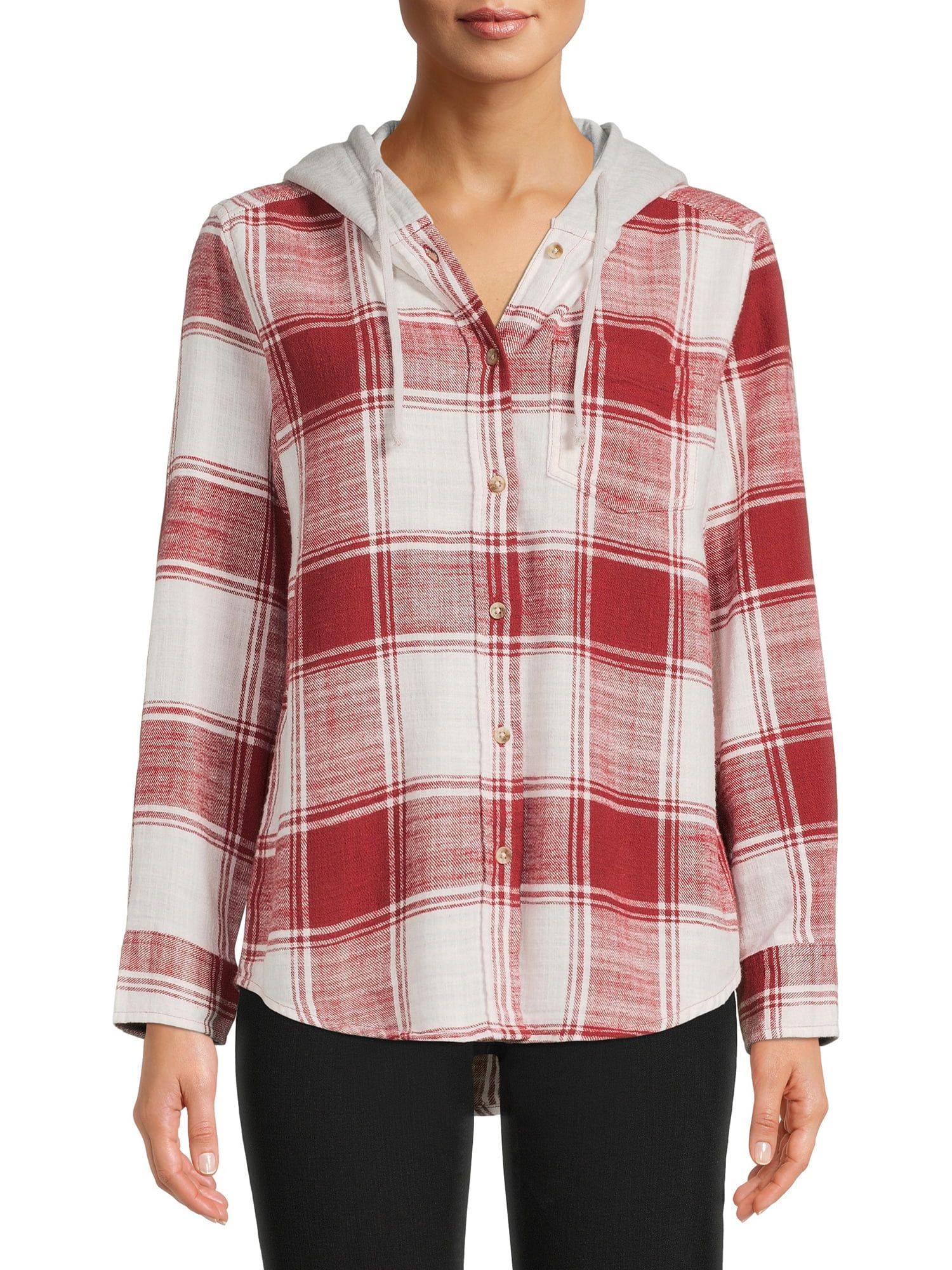 Time And Tru Women's Hooded Flannel | Walmart (US)
