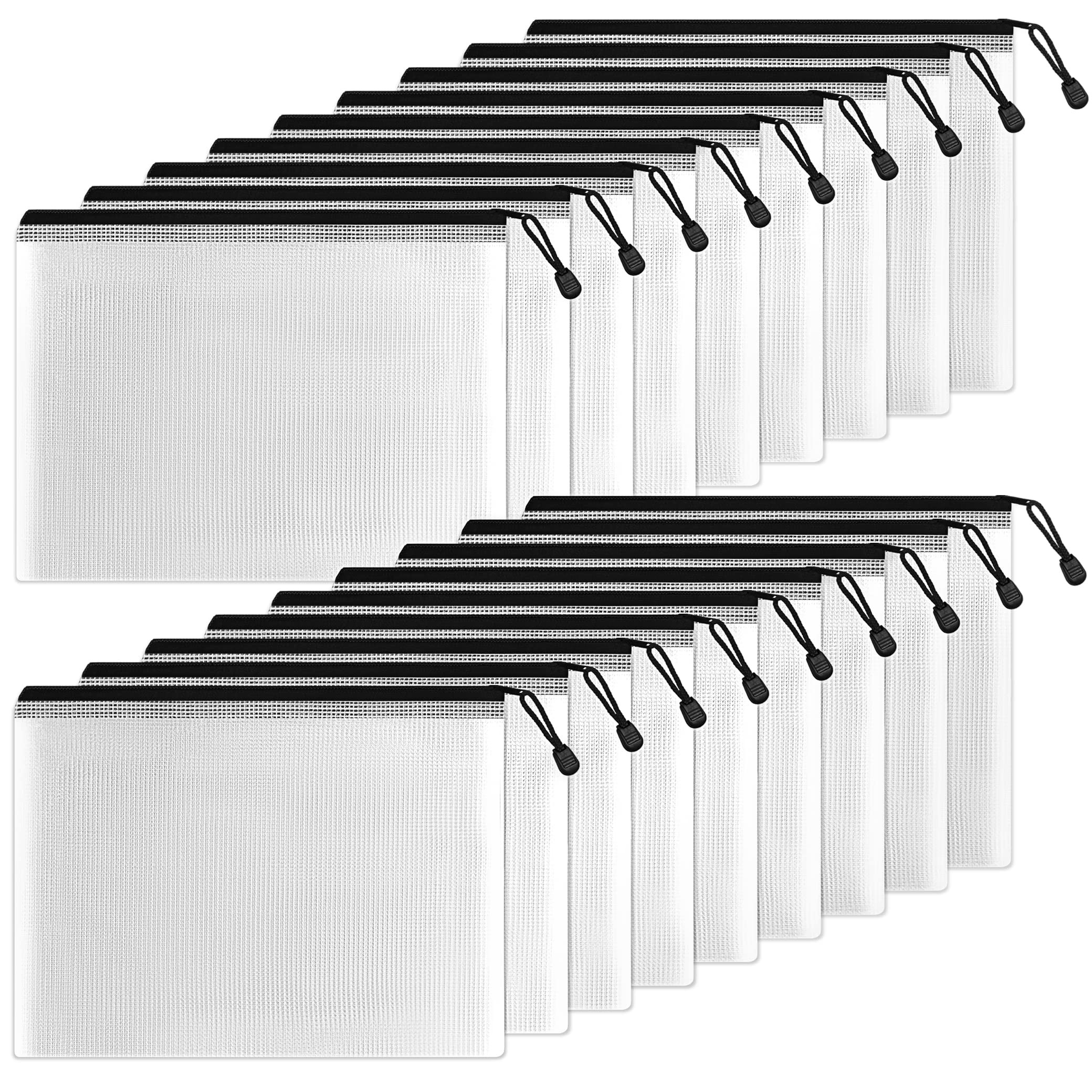SUNEE Plastic Mesh Zipper Pouch 7x11 in (Black, 18 Packs),Extra Large Water-Resistant Zip Bag for... | Amazon (US)