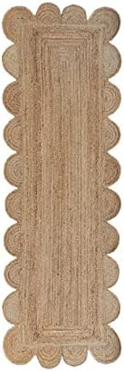 Scalloped Natural Jute Area Rug, Natural Color (2'X6') | Amazon (US)