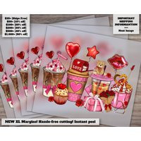 Custom Valentine's Day Coffee Drink Designs Sublimation, Dtf Transfer, Screen Print & Leopard, Western Cup Prints | Etsy (US)