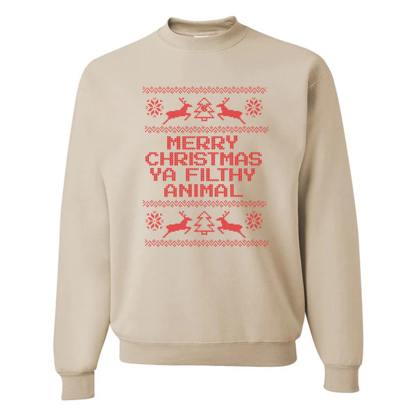 Monogrammed 'Merry Christmas Ya Filthy Animal' Crewneck Sweatshirt | United Monograms