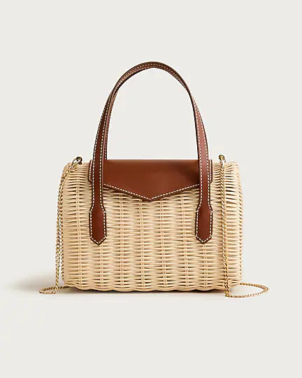 Small rattan top-handle bag | J. Crew US