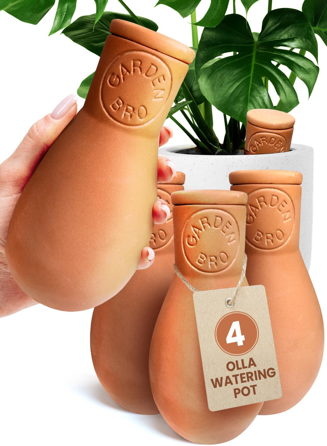 4 Pcs Ollas Terracotta Watering Pots Large - 14 Oz Terracotta Self Watering Globes For 1-week Eas... | Amazon (US)