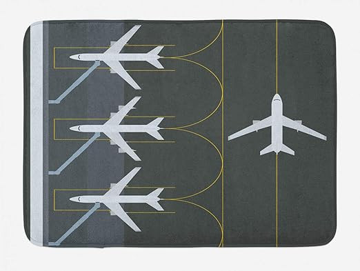Ambesonne Airport Bath Mat, Aviation Themed Simple Illustration of Parked Airplanes Landed in Air... | Amazon (US)