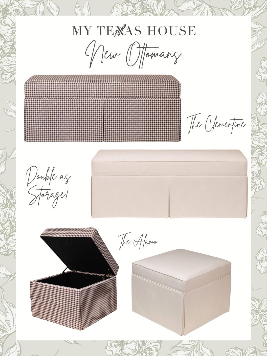 Our new ottomans are live! Restocks on the gingham ones are coming very soon! Yes, they sold out fast!

#LTKSeasonal #LTKHome