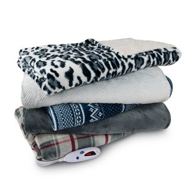 Velour and Sherpa Electric Throw Blanket - Biddeford Blankets | Target