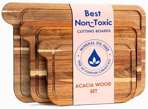 Non Toxic Cutting Boards - Cutting Board Set Free of Mineral Oil, Made of FSC Acacia Wood - Cutti... | Amazon (US)