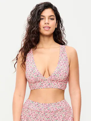 Pique Longline Bikini Swim Top | Old Navy (US)