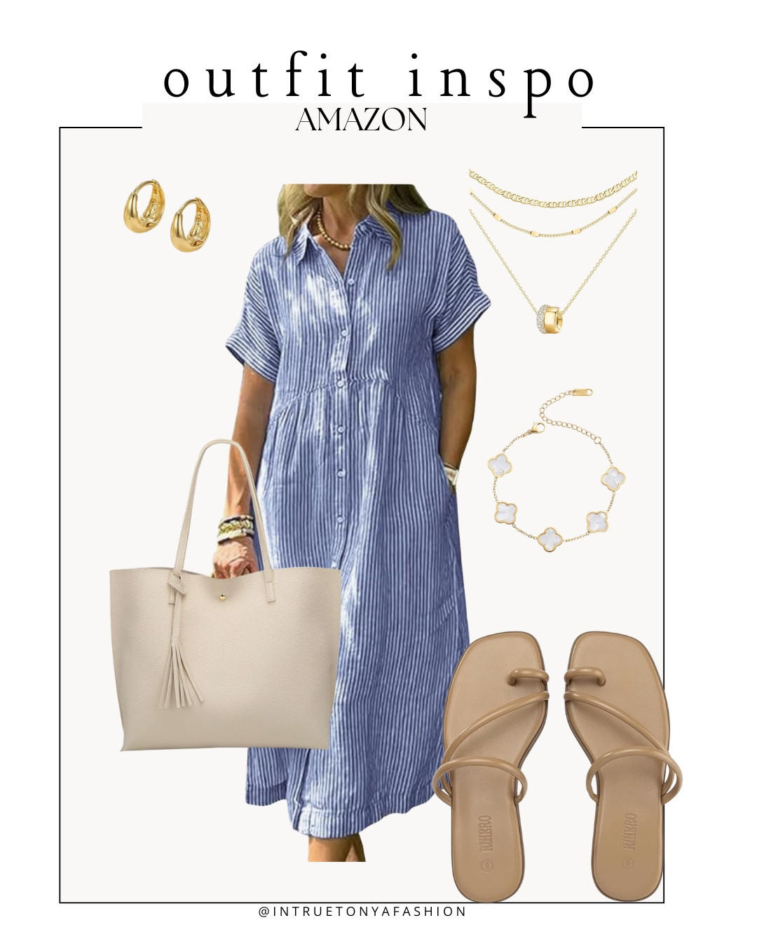 Striped summer dress with a white tote bag, nude sandals, and gold jewelry 






Casual summer dress, Amazon outfits every outfit inspo, outfit ideas, casual outfits amazon, amazon outfits every day, spring outfits 2026, summer outfits, maxi dress 

#LTKSaleAlert #LTKootd #LTKPetite