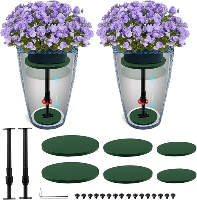 2 Pack Adjustable Height Plant Risers for Inside Pots, 12-21" Planter Inserts for Large Pots, Pot... | Amazon (US)