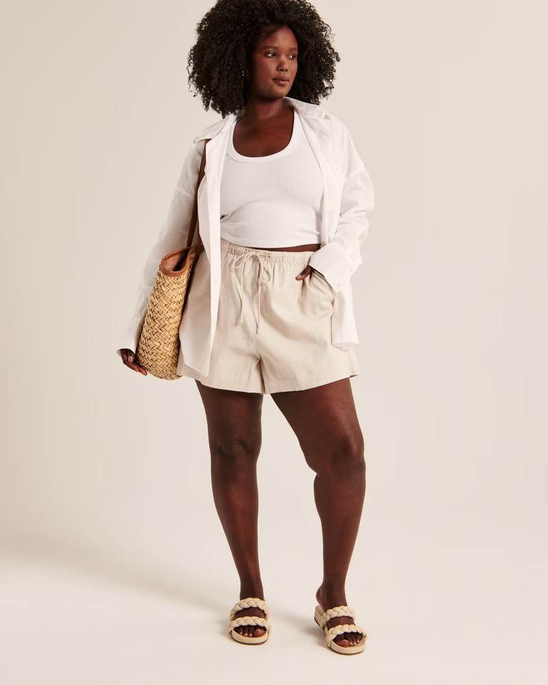Linen-Blend Pull-On Short | Abercrombie & Fitch (US)