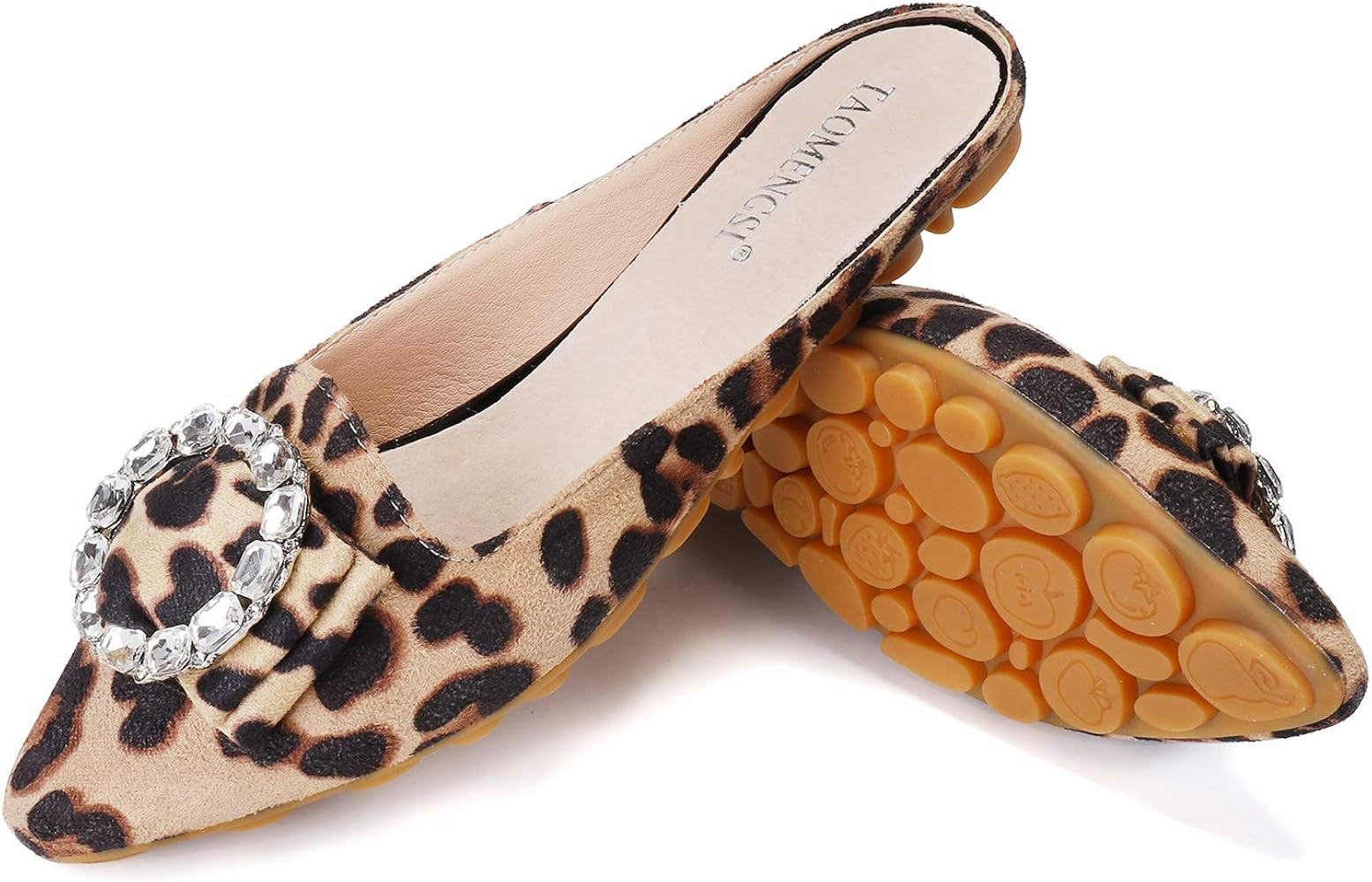 Cattle Shop Women's Pointed Toe Bohemian Rhinestone Mules Slip-on Shoes Flats Loafers Wallking Slipp | Amazon (US)