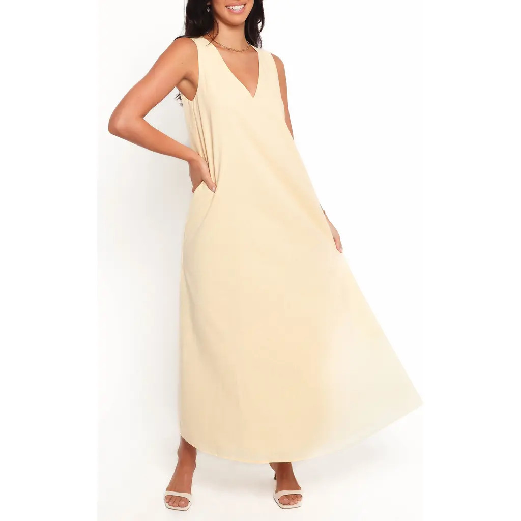 Petal & Pup Lia Sleeveless Cotton Maxi Dress in Lemon at Nordstrom Rack, Size X-Large | Nordstrom Rack
