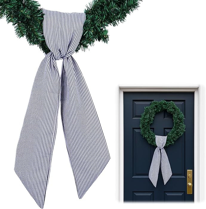 Black Striped Wreath Sash for Front Door Wreath, 5.12" Wide x 54.33" Halloween Fall Modern Holida... | Amazon (US)