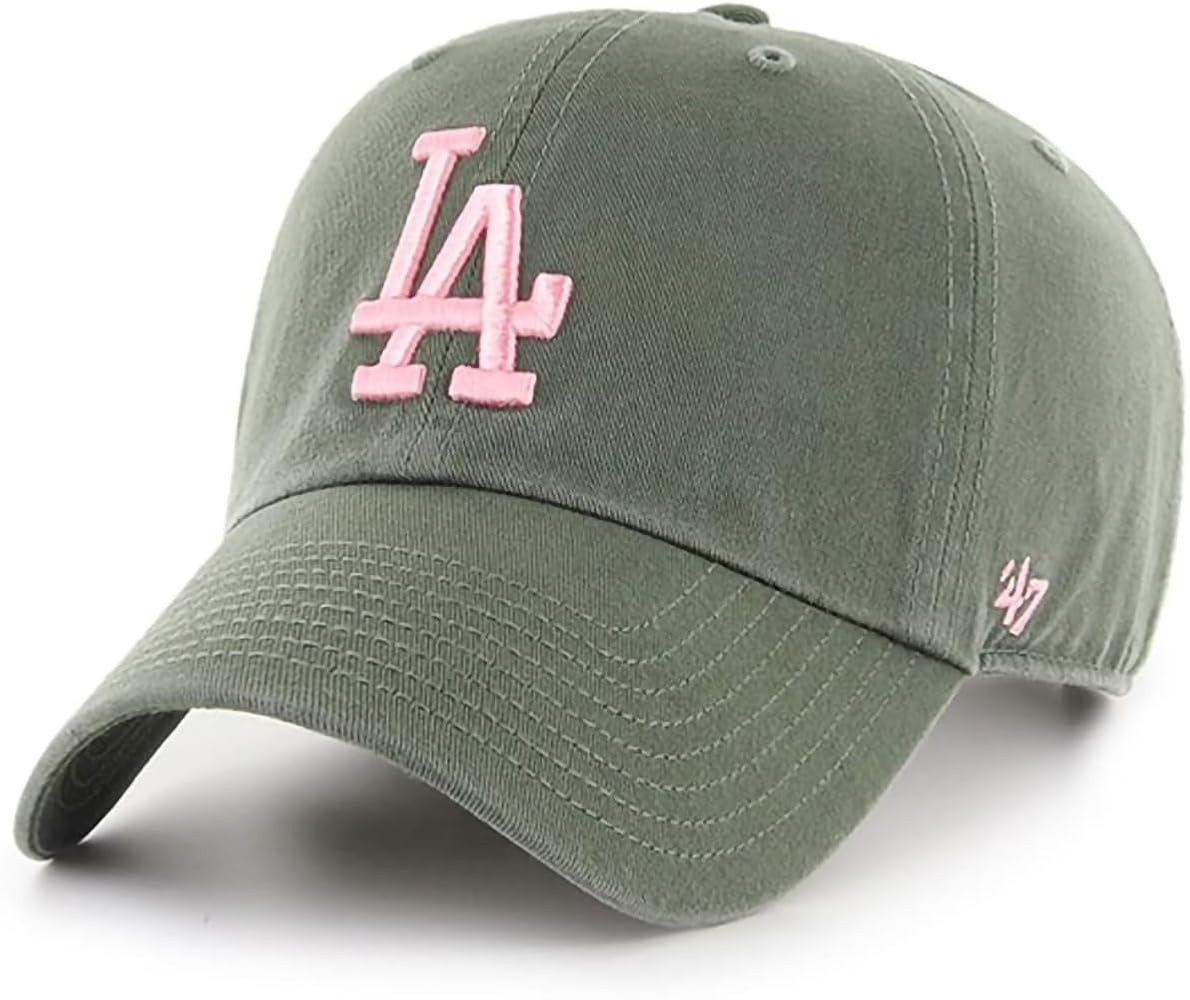 47 Brand MLB Moss Green Pink Primary Logo Clean Up Adjustable Strap Baseball Cap Hat, Adult One S... | Amazon (US)