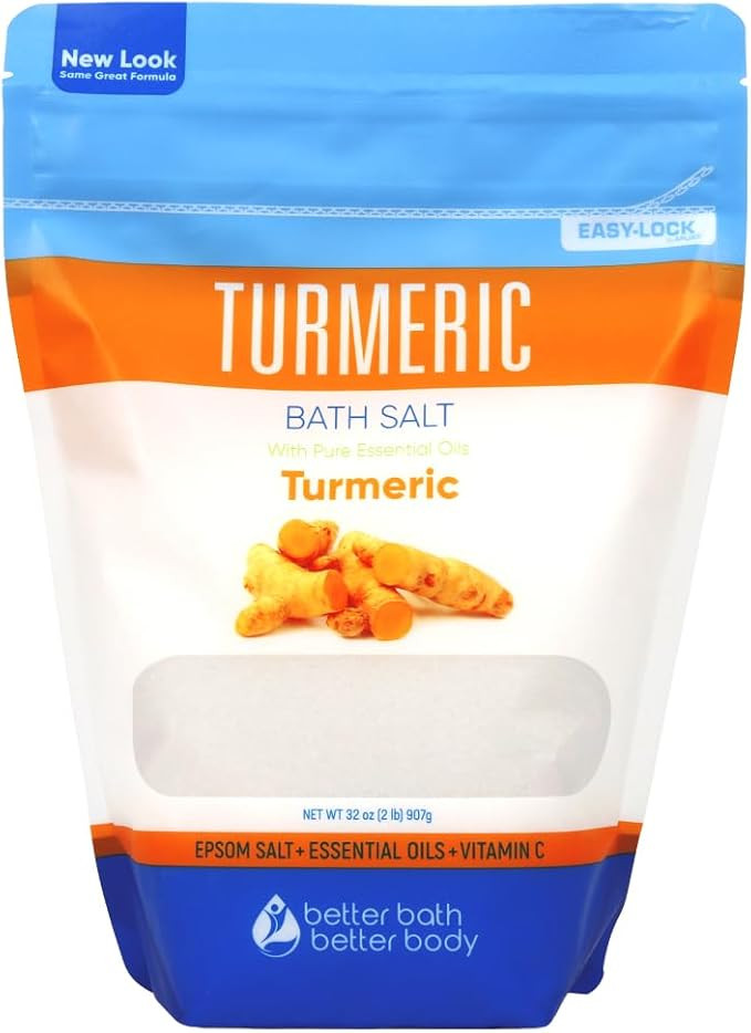 Turmeric Bath Salt 32 Oz Epsom Salt with Essential Oils Turmeric, Cinnamon, Orange Plus Vitamin C... | Amazon (US)