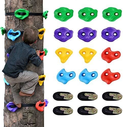 TOPNEW 12 Ninja Tree Climbing Holds for Kids Climber, Adult Climbing Rocks with 6 Ratchet Straps ... | Amazon (US)