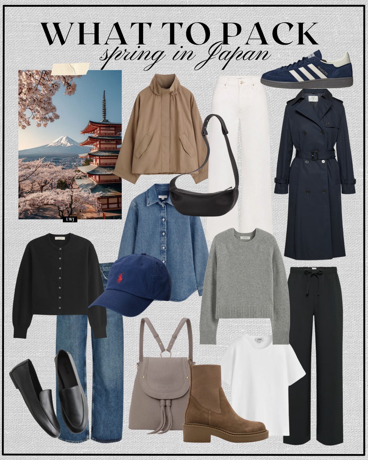 what to pack for japan in spring

minimal style / spring style / agolde wide leg jeans, aritzia lodge pants / black cropped cardigan / denim shirt / navy trench coat / madewell loafers / lug sole waterproof boots / adidas handball spezial sneakers / sophiya backpack  

 

#LTKTravel