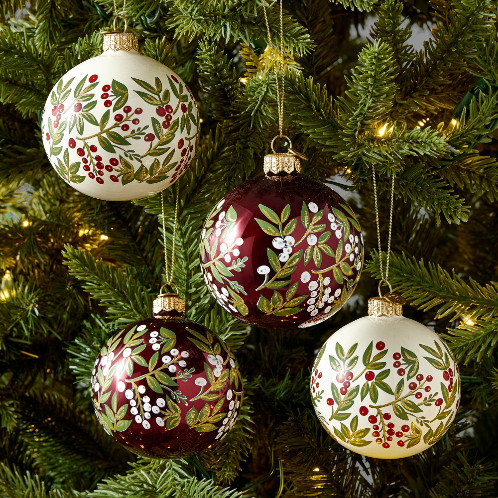 Handpainted Noel Ornaments, Set of 4 | Williams-Sonoma