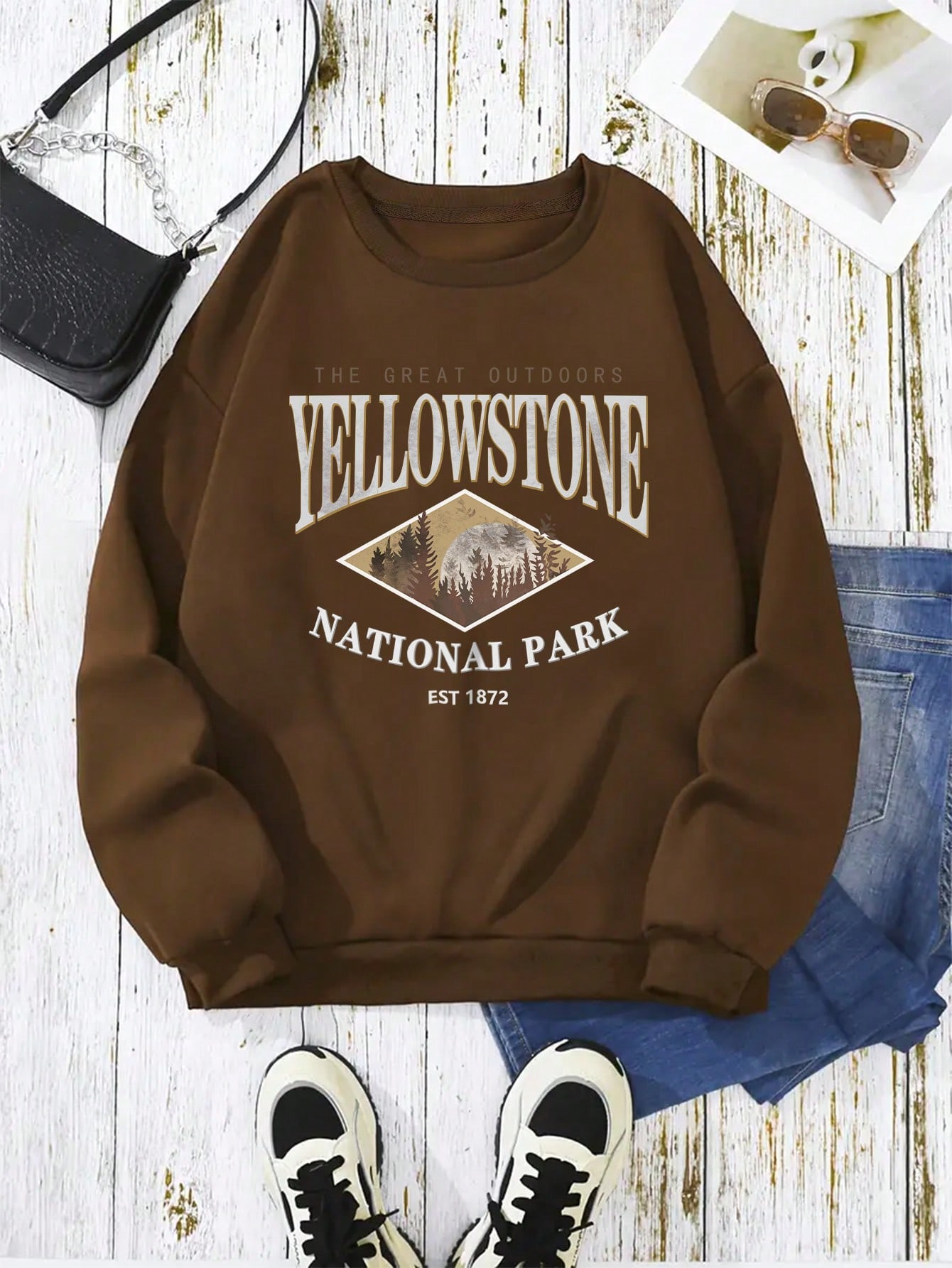 Mountain & Letter Graphic Thermal Lined Sweatshirt | SHEIN