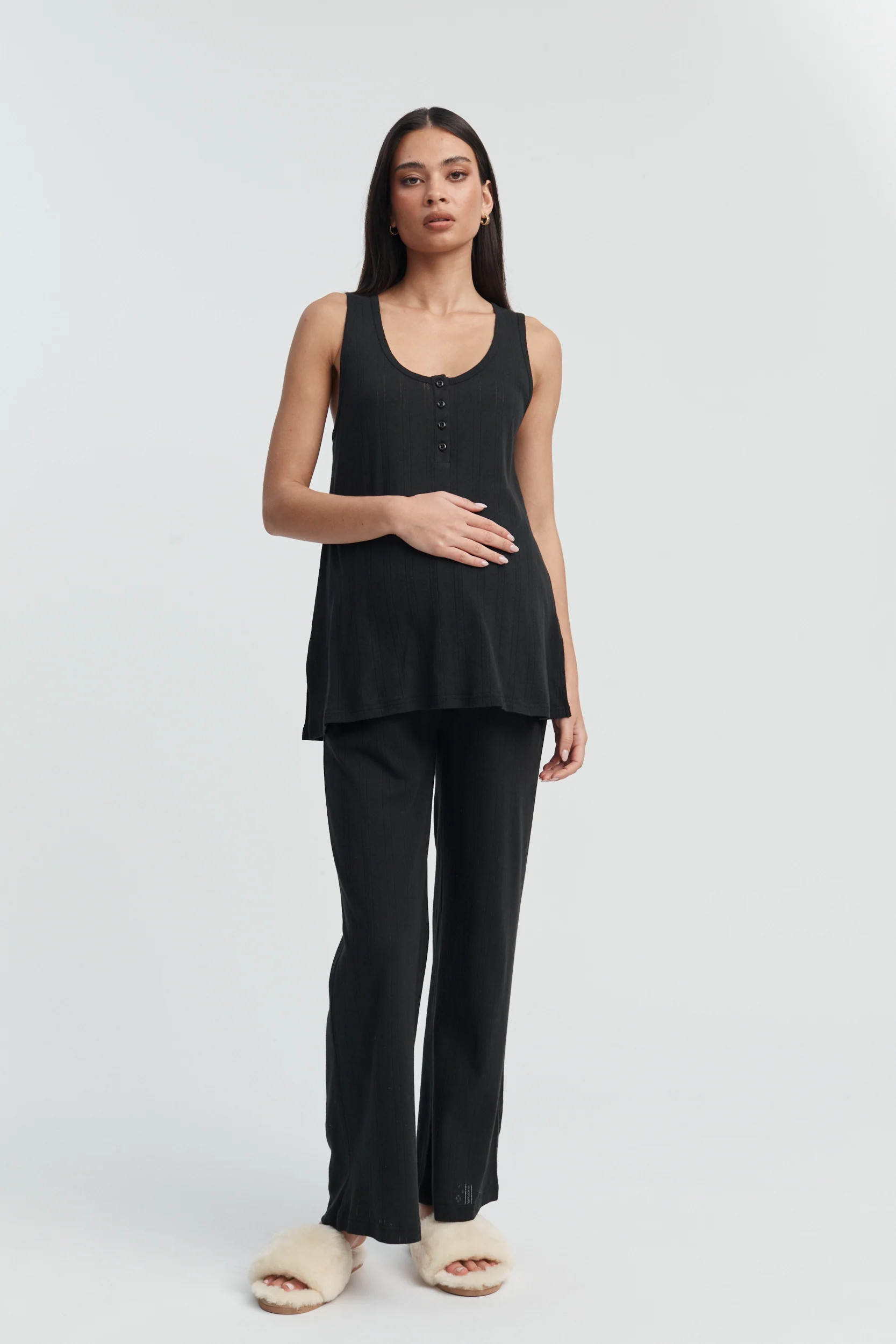 Pointelle PJ Pant (Washed Black) | Legoe Heritage Maternity APAC