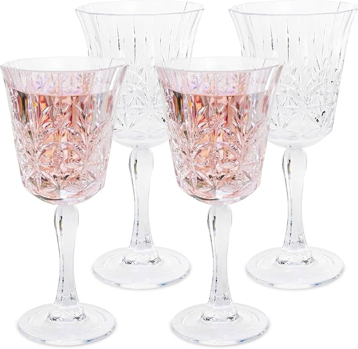 BELLAFORTE Tritan Wine Glass Set of 4, 10oz Clear Myrtle Beach Plastic Wine Glasses | Amazon (US)
