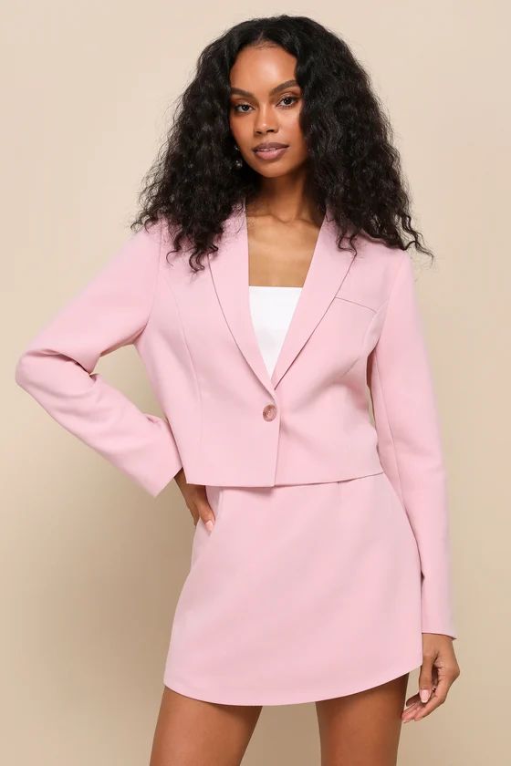 Perfect Perception Blush Pink Twill Blazer | Lulus