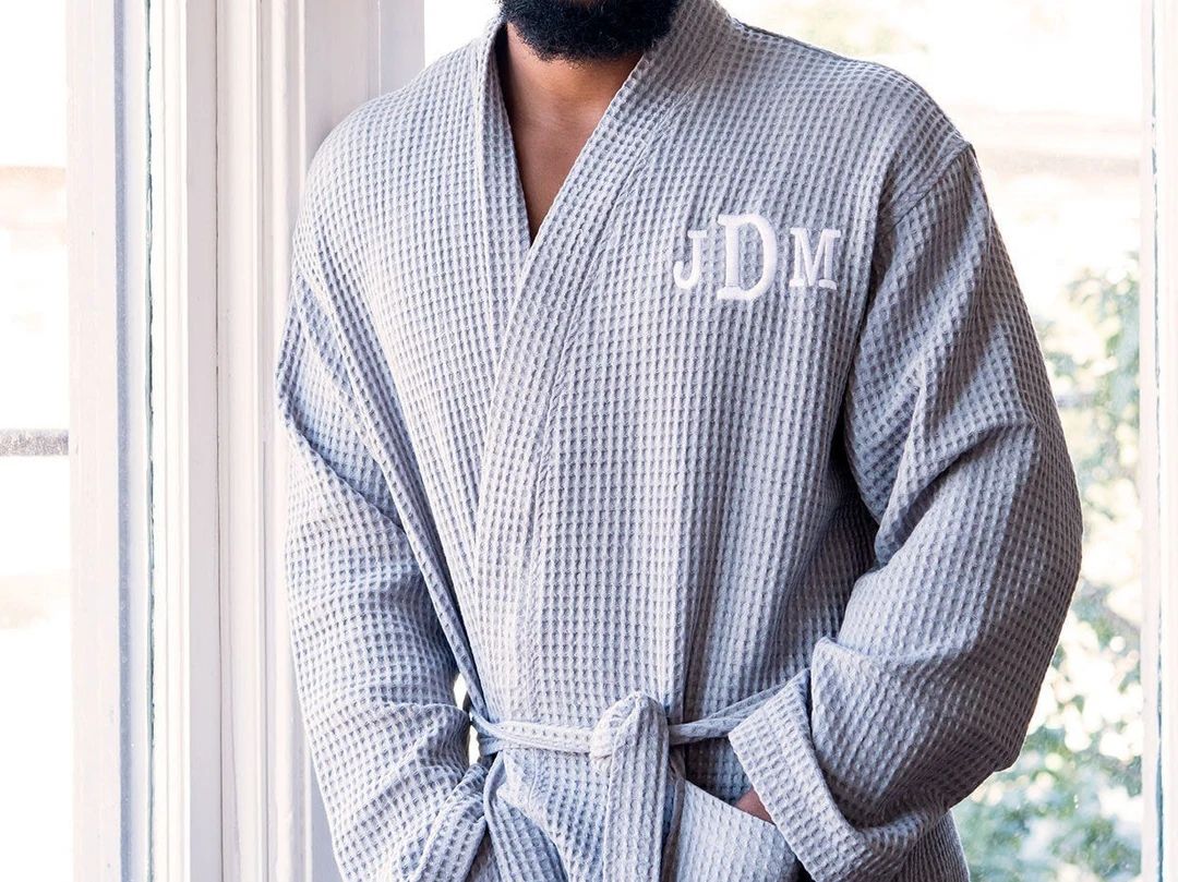 Personalized Men's Gray Waffle Robe  Custom Name Robe  - Etsy | Etsy (US)