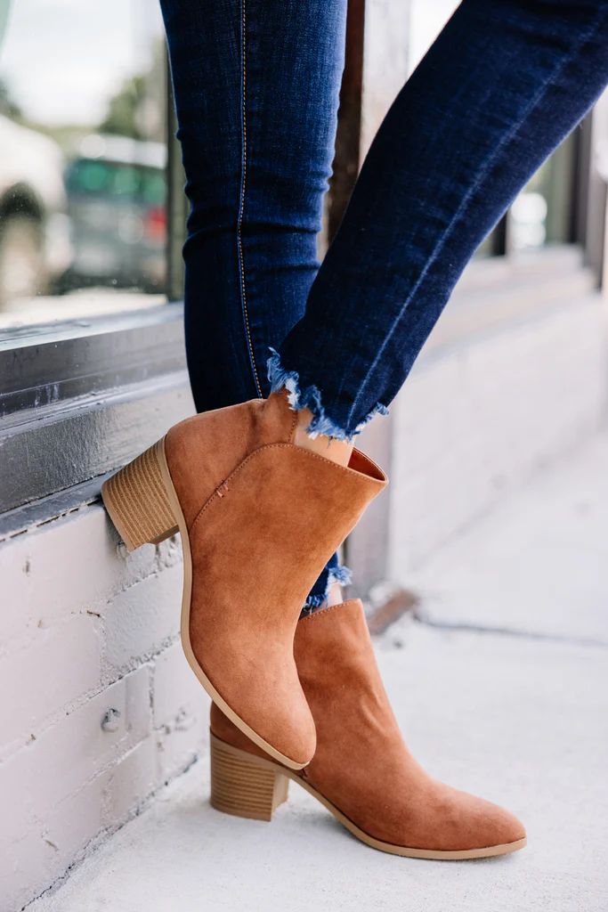 High Time Cognac Brown Faux Suede Booties | The Mint Julep Boutique