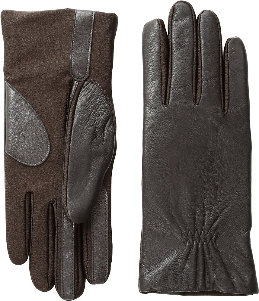 Isotoner Women's Classic Stretch Faux and Genuine Leather Touchscreen Gloves | Amazon (US)