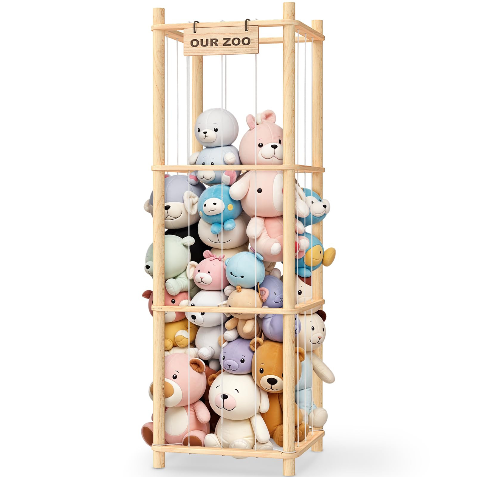 Stuffed Animal Storage & Organizer, Wooden Cute Zoo Toy Holder for Toddler Rooms, Playrooms & Bed... | Amazon (US)