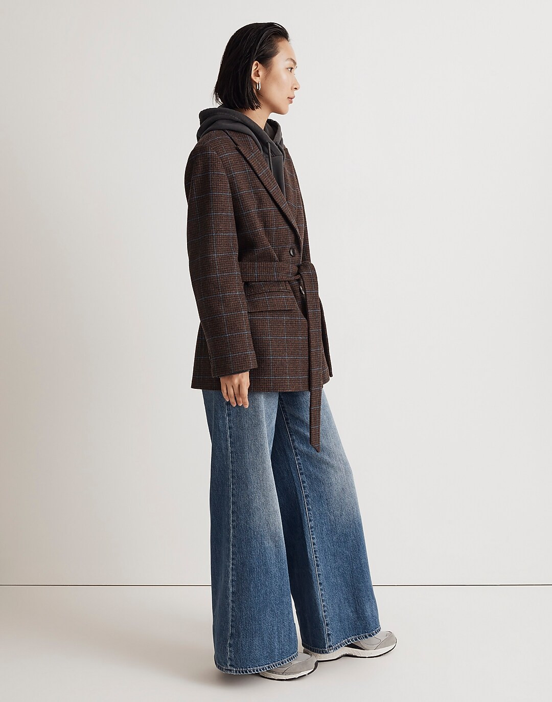 The Bedford Oversized Belted Blazer in Plaid Wool Blend | Madewell