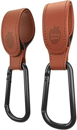 Brown Leather Style Stroller Hooks - Award-Winning Stroller Clips for Bags - MadeForMums & Lovedb... | Amazon (US)