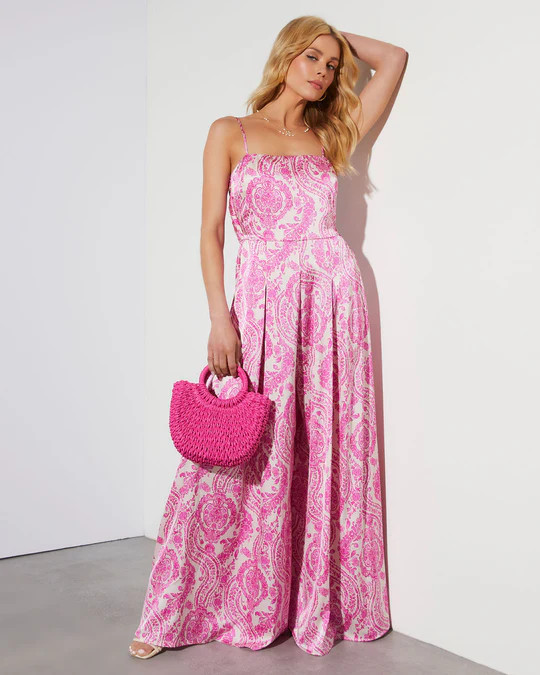 Alessandra Satin Paisley Print Jumpsuit | VICI