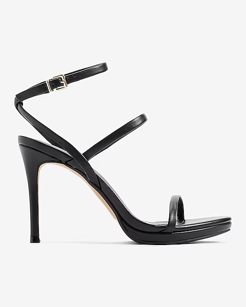 Leather Round Toe Strappy Heeled Sandals | Express