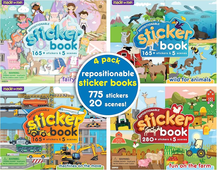 Made By Me Repositionable Sticker Book Bundle Pack, 4-in-1 Sticker Books, Includes Over 770 Remov... | Amazon (US)