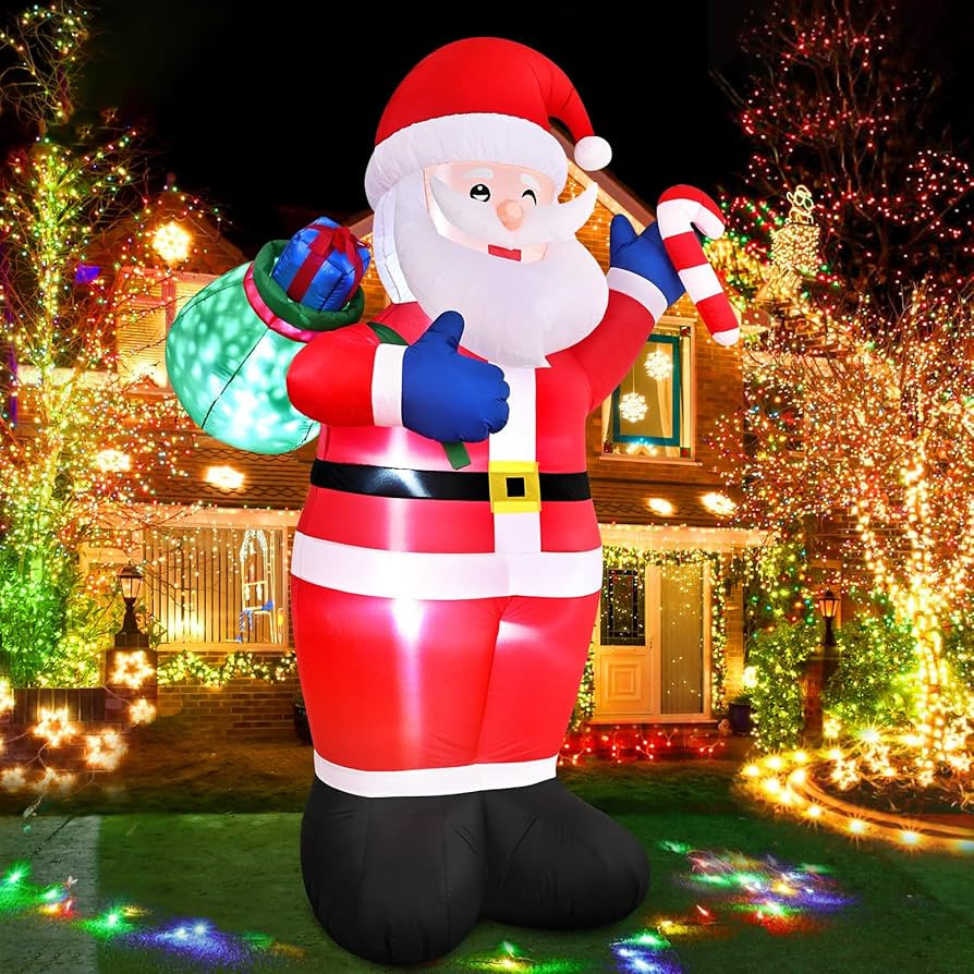 FRAMICS 12 FT Tall Christmas Inflatables Santa Outdoor Decorations, Blow Up Santa Claus Decor wit... | Amazon (US)