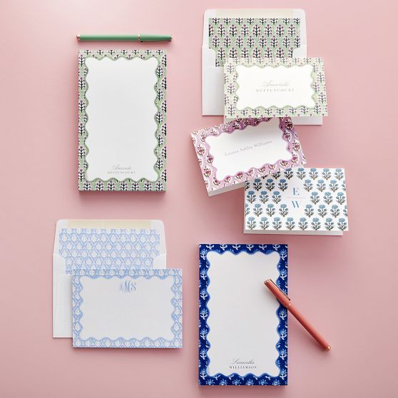 Personalized Block Print Stationery Notepads, Set of 2 | Mark and Graham