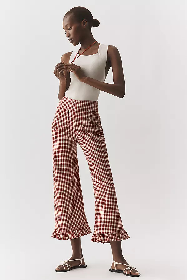 Colette Ruffle-Hem Crop Wide-Leg Pants by Maeve | Anthropologie (US)