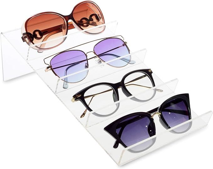 Mooca Acrylic Eyewears Stand Holder Organizer, Eyeglasses Holder and Sunglasses Rack Stand for 4 ... | Amazon (US)