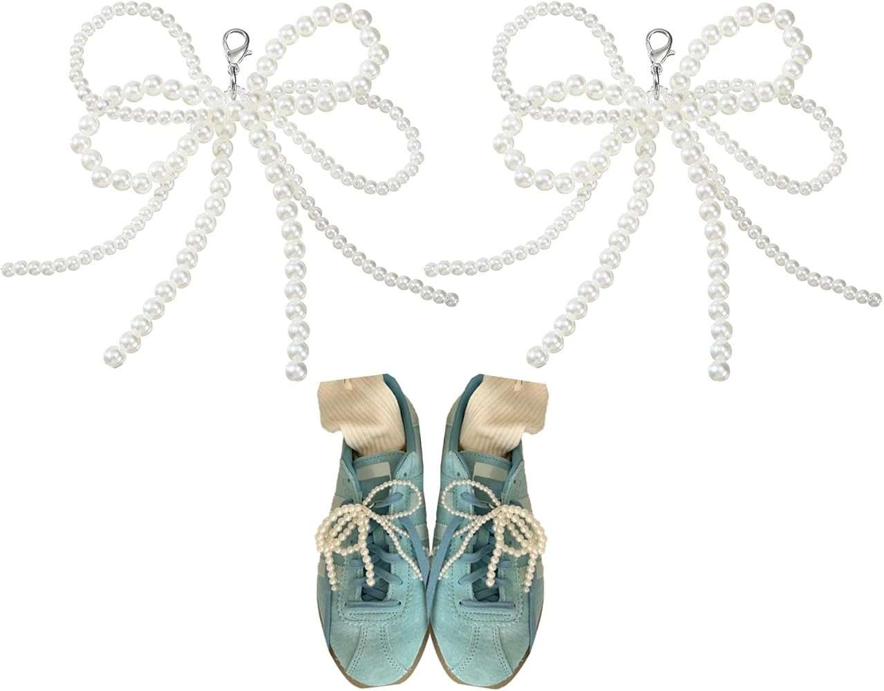 Pearl Bow Shoe Charms for Sneakers Charms Pearl Sneaker Bows Decorations Bowknot Coquette Aesthet... | Amazon (US)