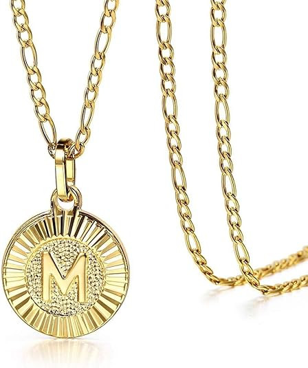 Trendsmax Gold Plated Round Medallion Coin Letter Initial Pendant Necklace for Women A-Z Name Jew... | Amazon (US)