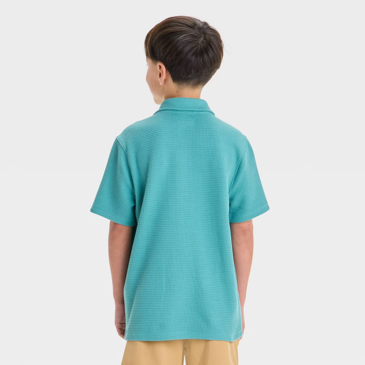 Boys' Short Sleeve Waffle Knit Button-Down Shirt - Cat & Jack™ | Target