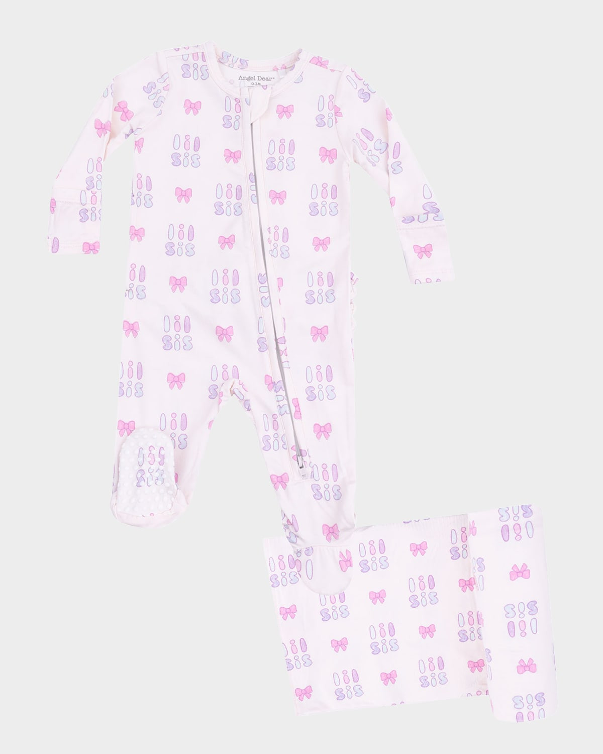 Girl's Lil Sis 2-Way Zip Footie Romper & Blanket Set, Size Newborn-9M | Neiman Marcus